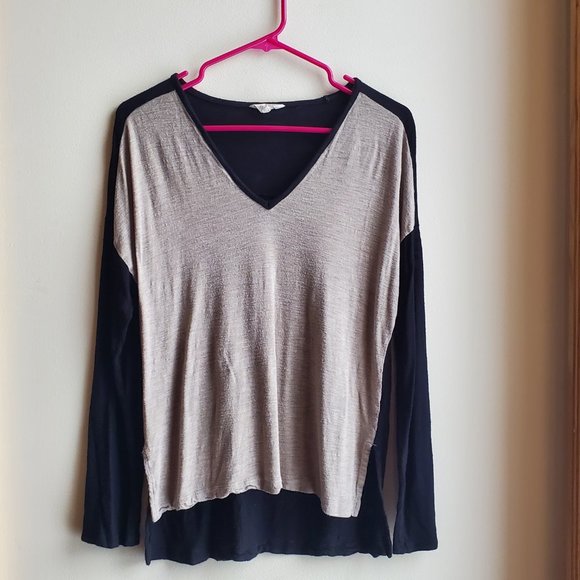 Madewell Tan & Black V-Neck Jersey Size Medium - Picture 4 of 10